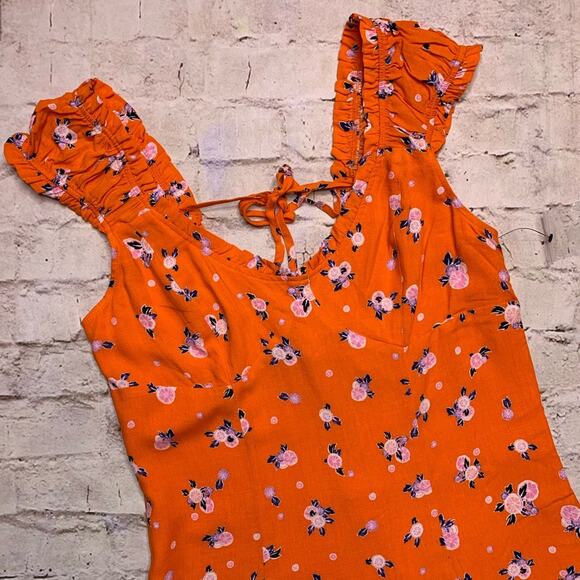 Free People Like A Lady Printed Mini Dress in Orange - Picture 5 of 8